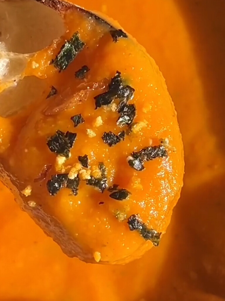 Sweet Potato Soup with toasted bread